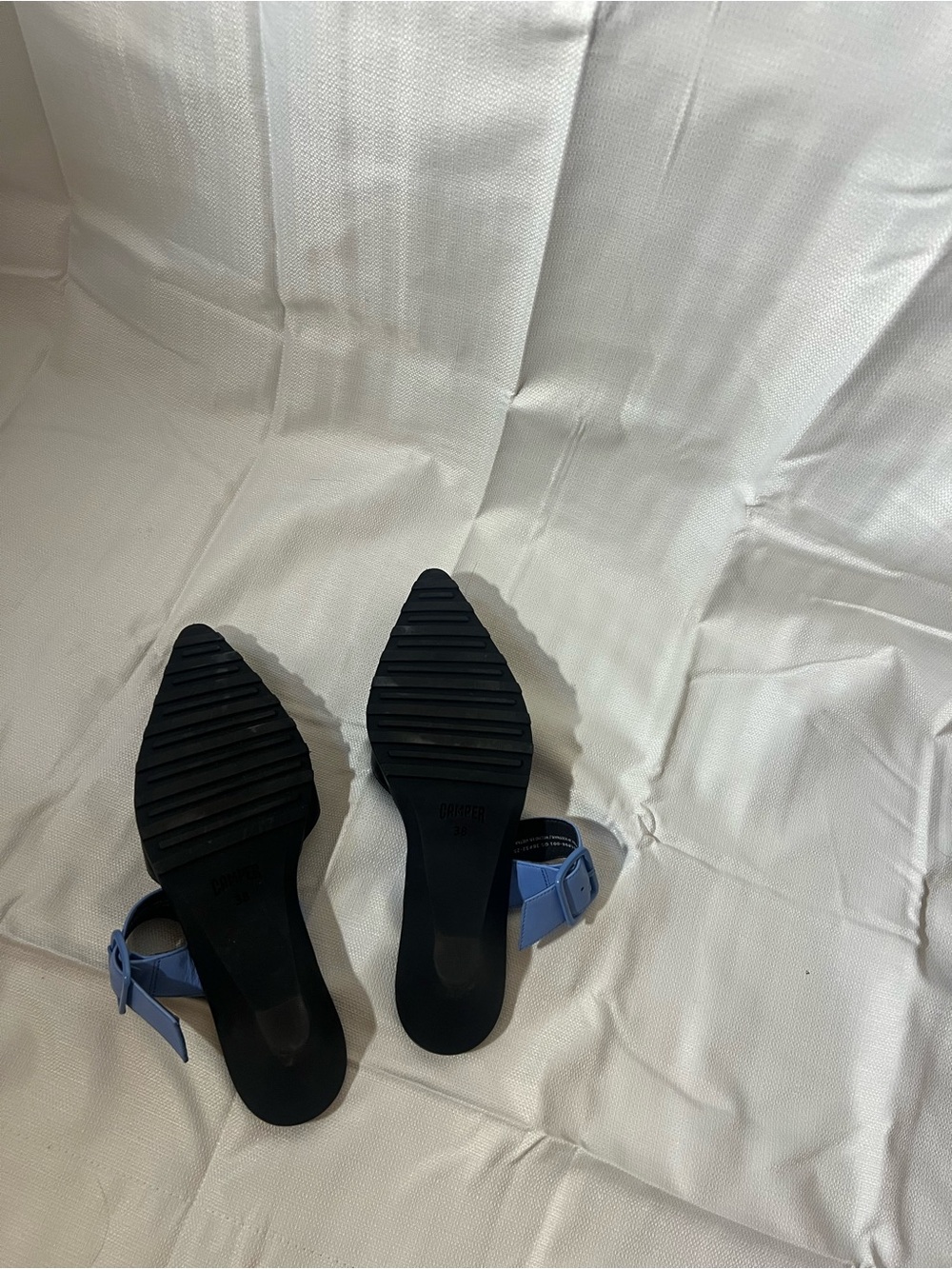 Camper Anita Black Pointed Mule with Light Blue Strap - Picture 7 of 10